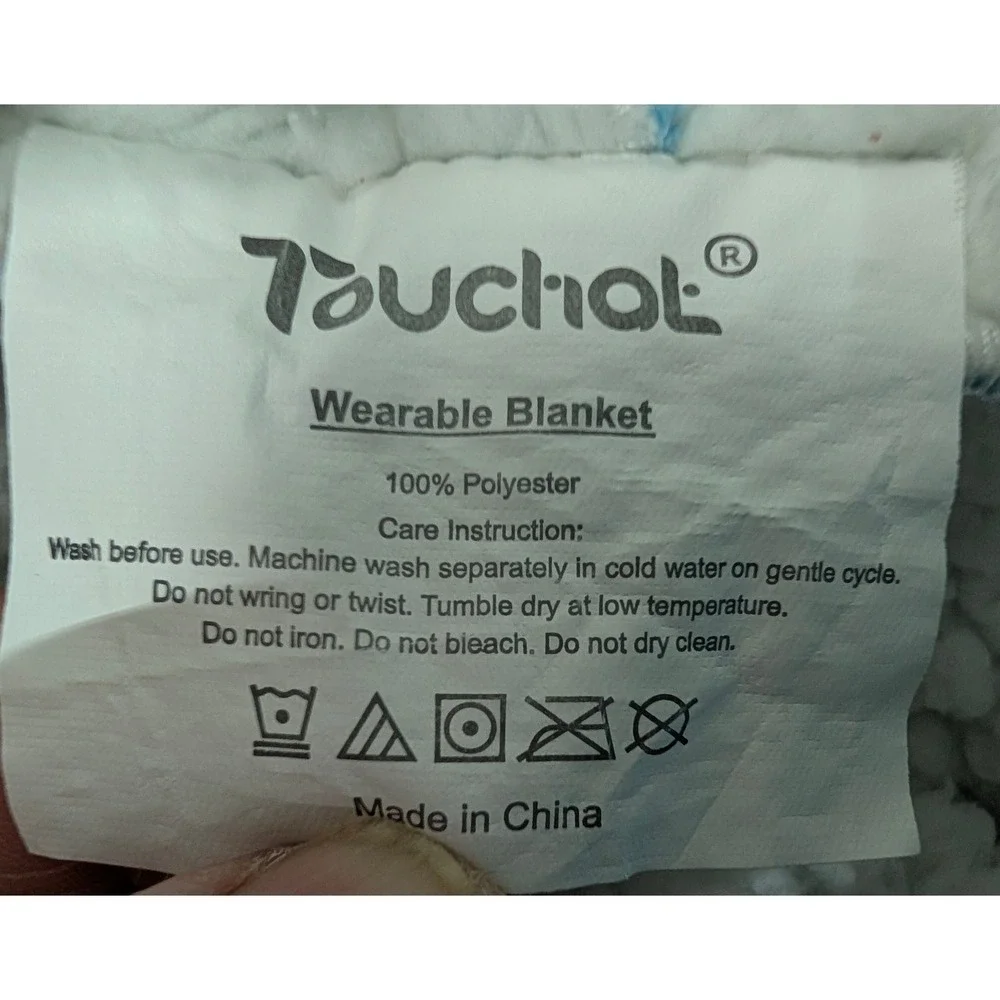 Touchal Wearable‎ Blanket Cozy Blue Sherpa Lined Hooded Oversized Pouch Pocket
